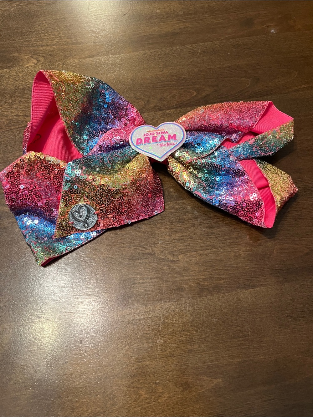 JoJo Siwa D.R.E.A.M. The Tour Rainbow Sequin Hair Bow with Hot Pink Accent